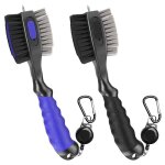 Nettoyeur de club de golf, 2 pi�ces, brosse et rainure, fermeture eclair r�tractable, mousqueton, t�te ...