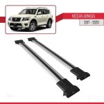 Barres de toit - fly - modle railing - compatible nissan armada y62 - gris - aluminium