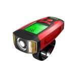 Odomtre de vlo 3 en 1 usb, lampe de poche, 5 led, ordinateur de bicyclette, klaxon, feu avant, accessoires ...