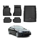 Omac kit tapis de sol et coffre pour bmw s�rie 5 f10 f11 2010 - 2013 premium noir
