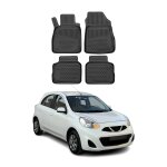 Omac tapis de sol pour nissan micra 2017 - 2025 sur mesure en caoutchouc noir
