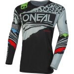 Oneal mayhem wild maillot de motocross pour les jeunes, noir - gris, taille s