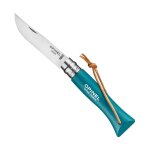 Opinel 92200 couteau n 6 vri, lame inox, manche 9, 3 cm charme lasuré turquoise avec lacet cuir, virole ... Opinel 92200 couteau n 6 vri, lame inox, manche 9, 3 cm charme lasuré turquoise avec lacet cuir, virole ...