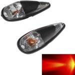 Paire de clignotant goutte d'eau corps noir cabochon transparent a ampoule orange pour moto scooter tuning ...