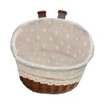 Panier de rangement de v�lo a guidon avant pour enfants, avec ruban en cuir r�glable, en rotin tiss� ...