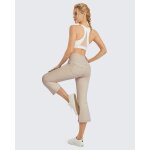 Pantacourt pour femme - pantalon de yoga bootcut avec 4 poches taille haute court decontracte