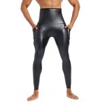 Pantalon en cuir noir taille haute pour hommes, modelant le corps, entraîneur de taille, leggings de ... Pantalon en cuir noir taille haute pour hommes, modelant le corps, entraîneur de taille, leggings de ...