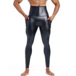 Pantalon en cuir noir taille haute pour hommes, modelant le corps, entraîneur de taille, leggings de ... Pantalon en cuir noir taille haute pour hommes, modelant le corps, entraîneur de taille, leggings de ...