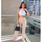 Pantalon femme chic et elegant taille haute stretch pantalon tailleur femme taille elastique pantalon ...