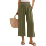 Pantalon fluide femme eté coton lin pantacourt décontractée 7 / 8 pantalons taille elastique solide couleur ... Pantalon fluide femme eté coton lin pantacourt décontractée 7 / 8 pantalons taille elastique solide couleur ...