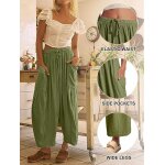 Pantalon fluide femme et pantalon lin femme large pantalon femme taille elastique pantalon palazzo taille ...