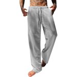 Pantalon homme lin et coton dcontract pantalon toile et pantalons yoga homme lger taille elastique ...