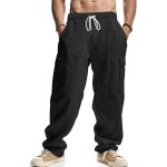 Pantalon lin homme avec 4 poches taille elastique décontracté pantalons de travail léger eté cargo de ... Pantalon lin homme avec 4 poches taille elastique décontracté pantalons de travail léger eté cargo de ...