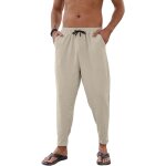 Pantalon lin homme dcontract pantalon homme lin et coton et pantalons yoga homme lger pantalon ample ...