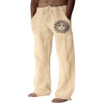 Pantalon lin homme eté lâche pantalon en lin décontracté avec poches ceinture elastique pantalon de plage ... Pantalon lin homme eté lâche pantalon en lin décontracté avec poches ceinture elastique pantalon de plage ...