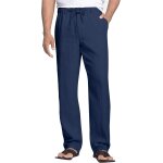 Pantalon lin homme et pantalons de plage casual pantalon yoga homme grande taille elastique avec cordon ...