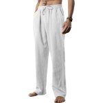 Pantalon de loisirs en lin pour homme - taille elastique - pantalon de jogging - pantalon de yoga