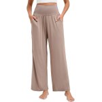 Pantalon palazzo femme ample fluide extensible taille haute jambe large pantalon de yoga dcontract ...