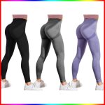 Pantalon de sport tricot sans couture pour femmes, serr, taille haute, hanches, fesses de pche, yoga, ...