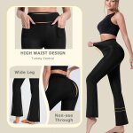 Pantalon yoga evas femme taille haute pantalon patte d'elephant boocut leggings fluide jambe large avec ...