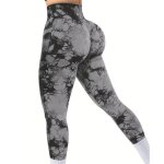 Pantalon de yoga taille haute sans couture, teinture par nouage, contrle du ventre, pantalon de sport, ...