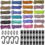 Paracord kits 240 feet 24 colours parachute rope with 24 paracord buckles, 6 key rings and 4 carabiners, ... Paracord kits 240 feet 24 colours parachute rope with 24 paracord buckles, 6 key rings and 4 carabiners, ...