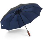 Parapluie d'affaires avec manche en bois, coupe - vent, portable, pliable et automatique, double auvent, ...