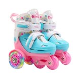 Patins a roulettes rglables en pu elastique pour enfants, chaussures de patins a roues alignes pour ...