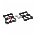 Pedale bmx - vtt descente newton noir axe rouge a roulements alu cnc filetage 9 - 16 avec picots argent ...
