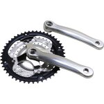 Pedalier vtt p2r 7 - 8v. alu argent 170mm 48 - 38 - 28 (boitier 118mm)