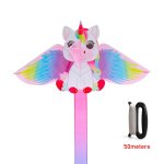 Petit cerf - volant licorne rose, adapt aux enfants ou aux dbutants, facile a voler avec corde de cerf ...