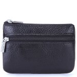 Petit portefeuille / porte - cartes avec fermeture eclair cuir vritable noir