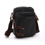 Petit sac bandoulière vintage en toile et cuir le noir Petit sac bandoulière vintage en toile et cuir le noir