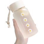 Petite bouteille d'eau de 500 ml en plastique transparent givré avec corde portable pour l'école, la ... Petite bouteille d'eau de 500 ml en plastique transparent givré avec corde portable pour l'école, la ...