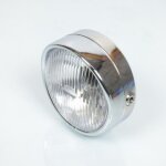 Phare avant rond chrom� guia Ø140 avec casquette + interrupteur pour moto cyclo