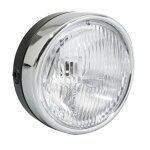 Phare avant rond guia pour mobylette peugeot 103 Ø140mm noir + casquette chromé Phare avant rond guia pour mobylette peugeot 103 Ø140mm noir + casquette chromé