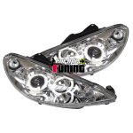 Phares feux avants anneaux led angel eyes peugeot 206 2002 - 2009 en h7 / h7