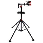 Pied d'atelier velo reparation support pied de montage pivotant a 360 degres hauteur reglable argent