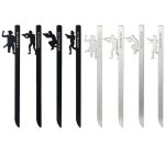 Piquets de tente de jardin en acier inoxydable, 4 pices, avec figurines, clous de tente en mtal, essentiels ...