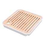 Plateau de trempage a th en bois, carr simple, drainage ecologique, stockage de l'eau, table a th ...