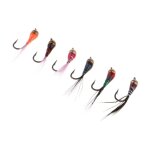 Plume artificielle pour la pche a la mouche, 6 pices, 1. 1cm, tte en perle, oreille ctele, excellent ...