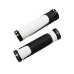 Poignee vtt progrip 997 double densite open end avec lock on noir - blanc 130mm (livre avec embouts) ...
