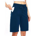 Polki - bermuda long en coton pour femme - 25, 4 cm - pour le yoga, l'exercice - longueur genou - entranement ...