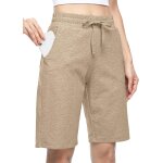 Polki - bermuda long en coton pour femme - 25, 4 cm - pour le yoga, l'exercice - longueur genou - entranement ...