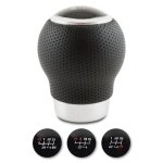 Pommeau cuir noir rond bague marche ar + 3 pastilles de vitesses z
