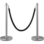 Poteau de guidage - vevor - 2 pcs avec 1, 5 m corde velour noir, pour s�parer les ecoles publiques, th��tres, ...