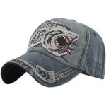 Ppdaz - yuloong casquette de baseball pour hommes vintage broderie requins washed denim casquette de ...