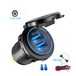 Prise de courant etanche avec interrupteur tactile, charge rapide 3. 0, double usb, pour voiture, qc3. ...