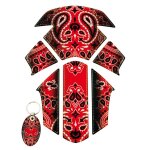 Protection de r�servoir pour moto bandana rouge adh�sive 6 parties avec porte cl�