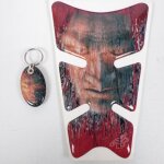 Protection de r�servoir pour moto fantomas fond rouge adh�sive avec porte cl� neuve
